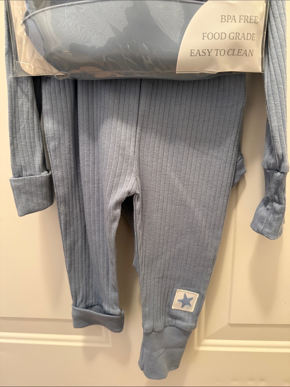 Blue Ribbed Wrap One-Piece (3-Piece Set) - Picture 5 of 5